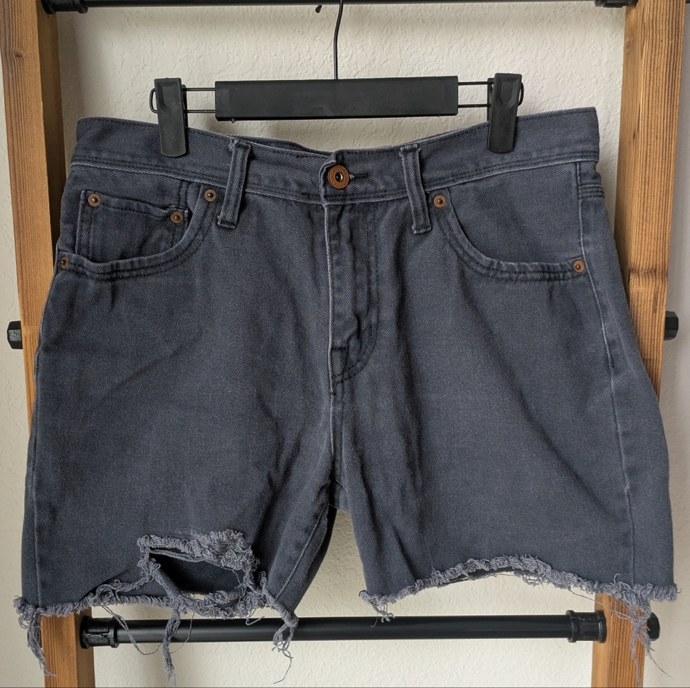 Men's Distressed Gray Denim Shorts